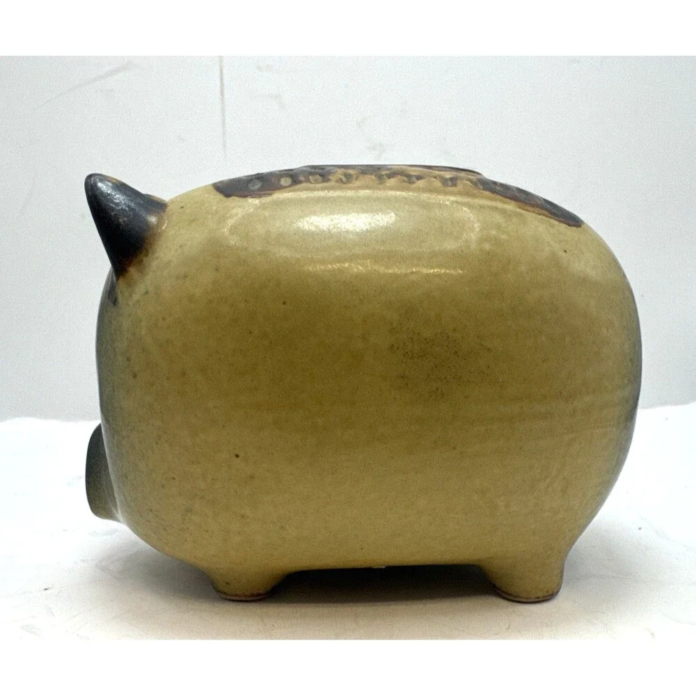 Art Pottery Stoneware Speckled Piggy Bank Money Saver No Stopper Vintage